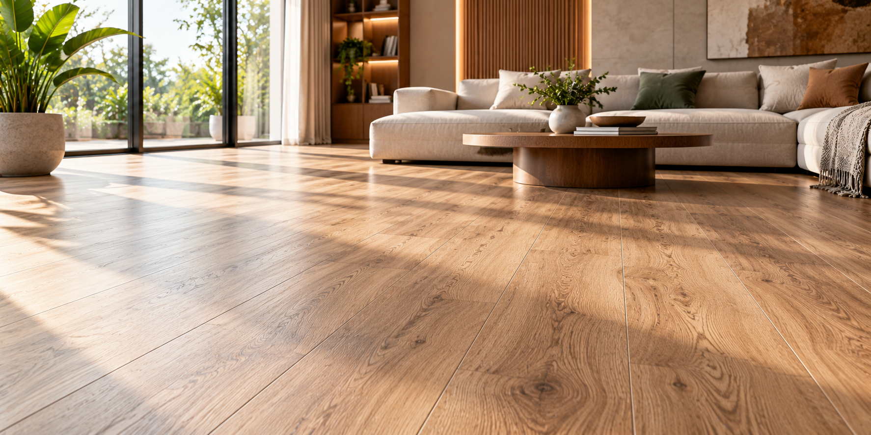 Warm Modern Oak Living Room